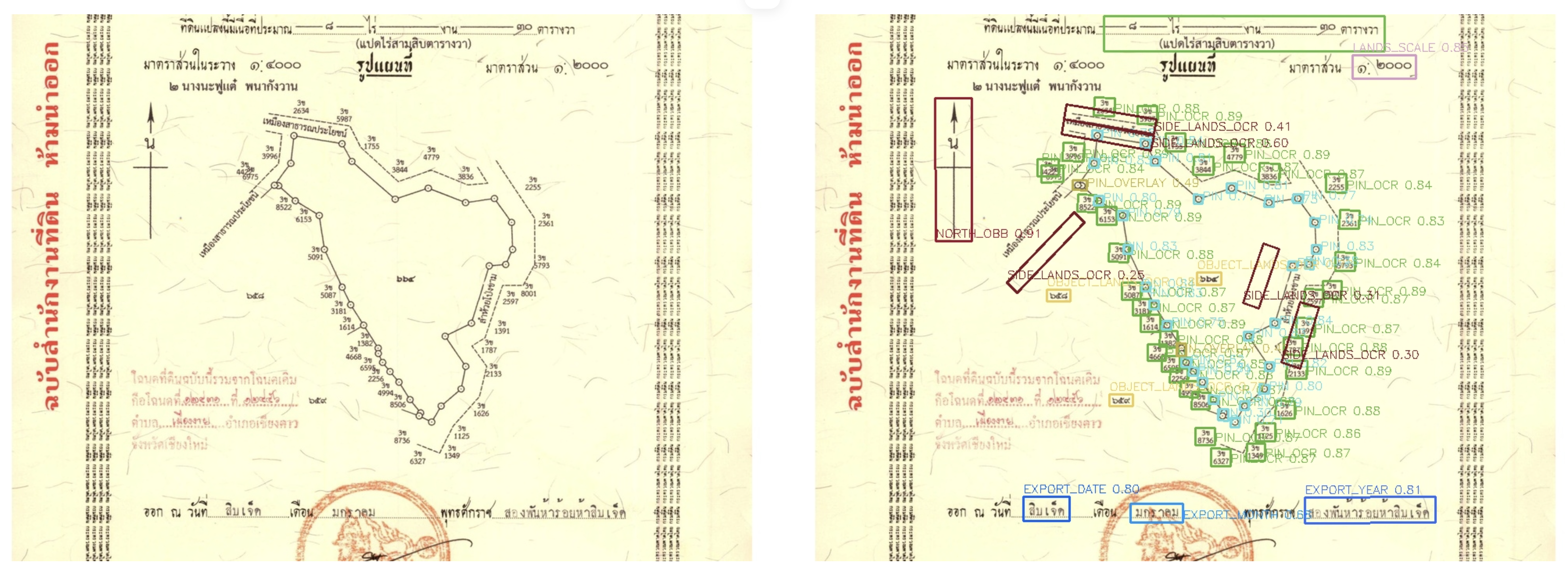 CHULA detection result on Thai land title deed sample 01