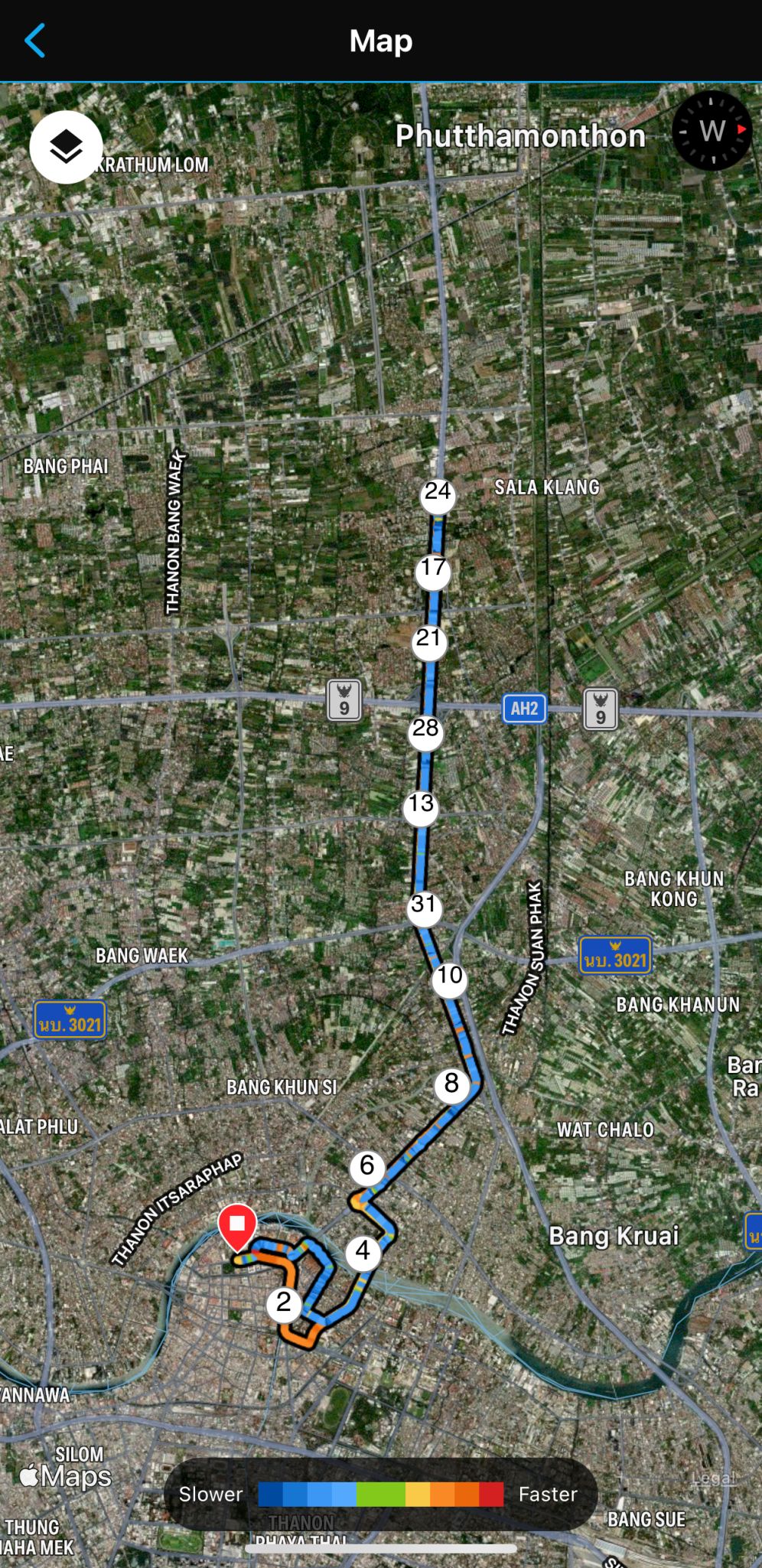The marathon route as tracked by my Garmin Fenix Watch