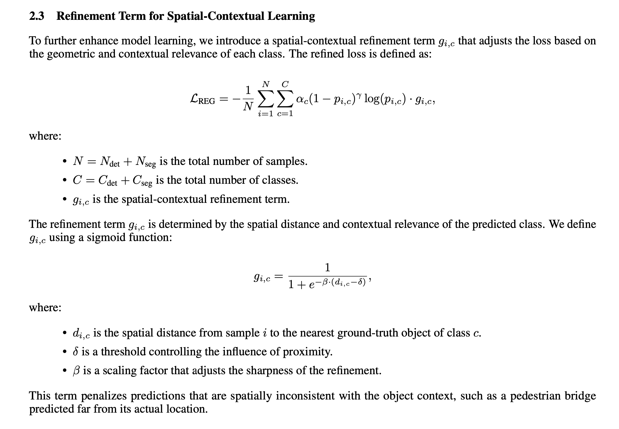 Spatial-Contextual Refinement Term