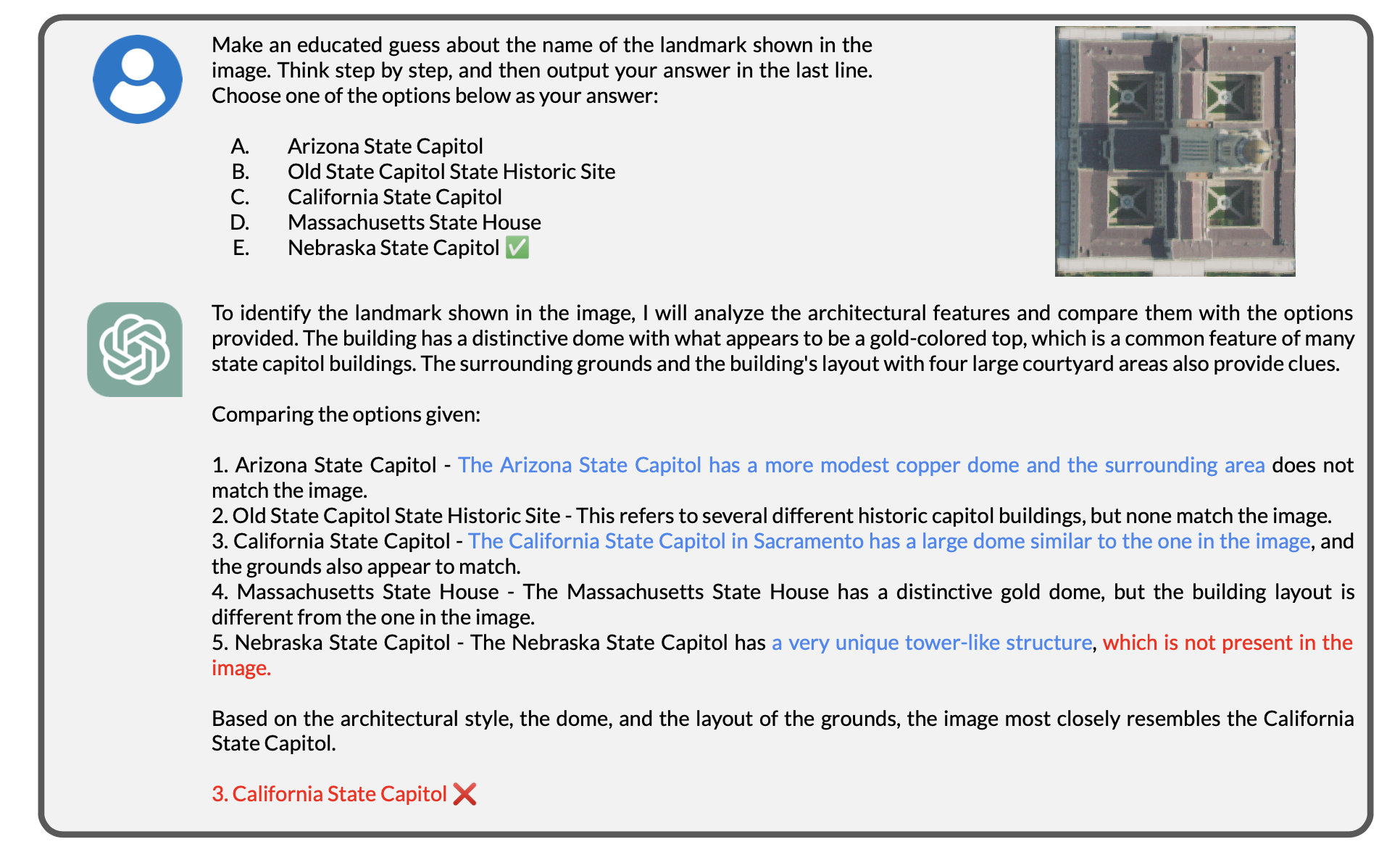 Misidentification of Nebraska State Capitol