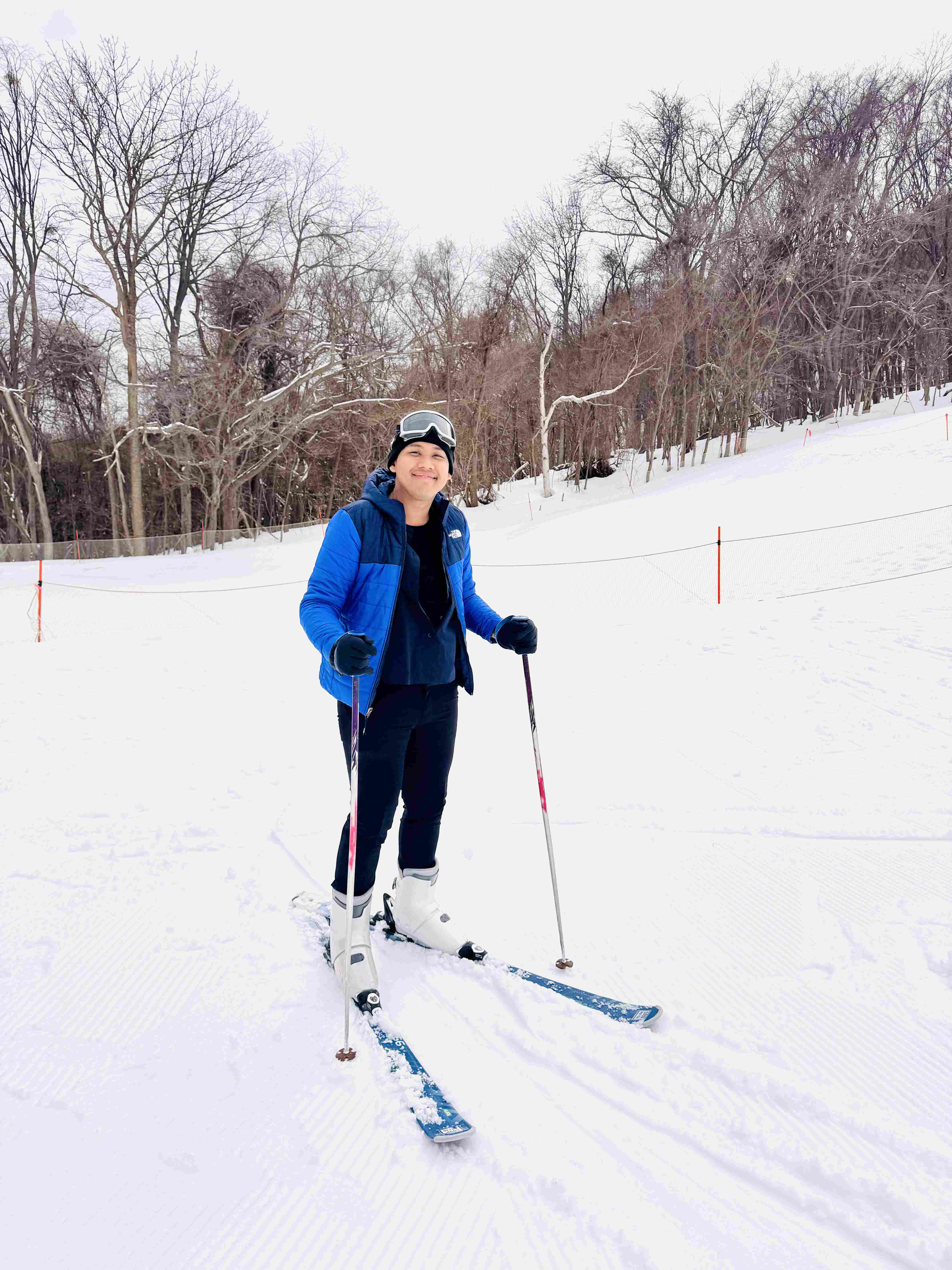 Balancing on skis for the first time