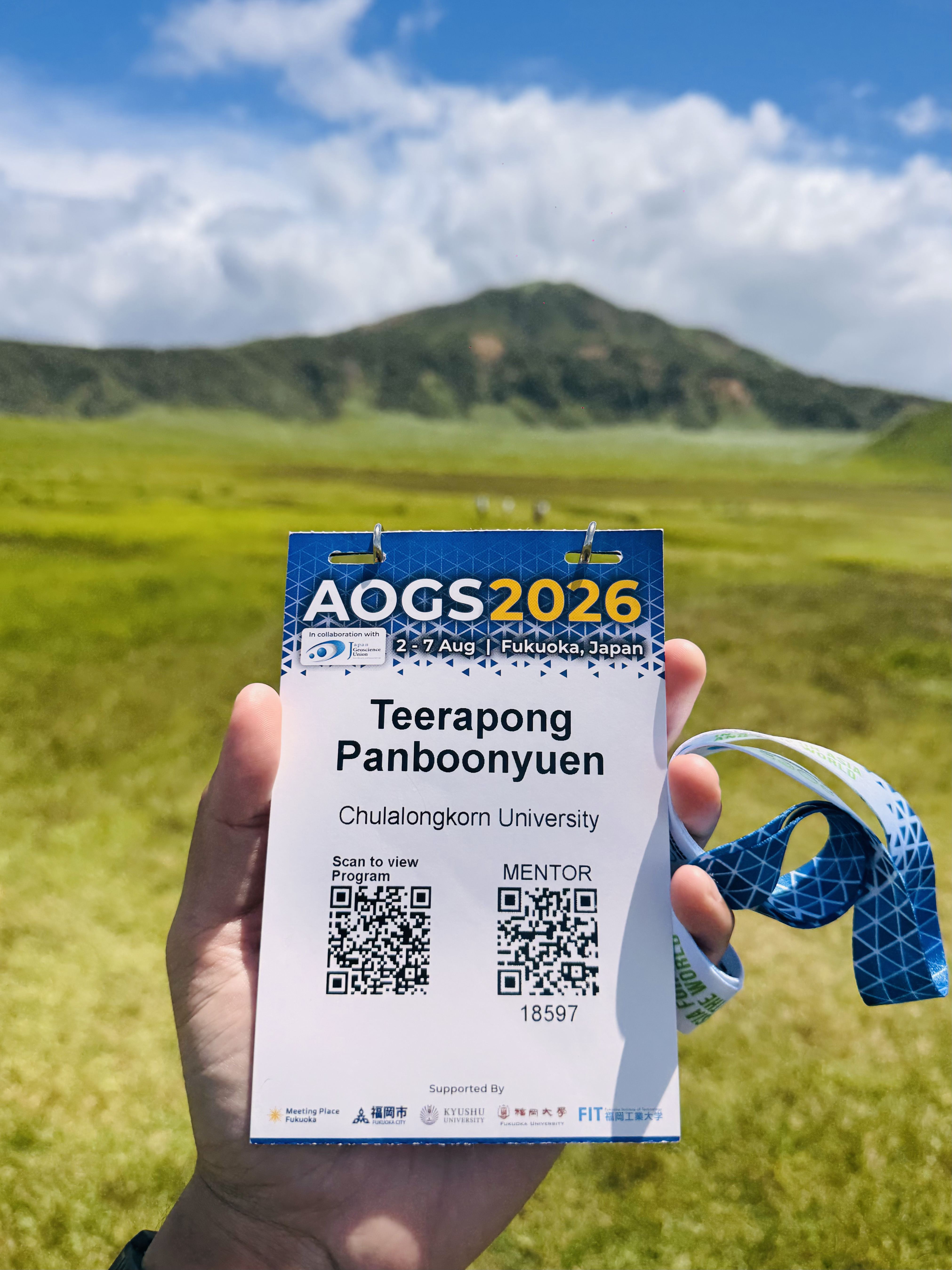 AOGS badge at Aso Volcano