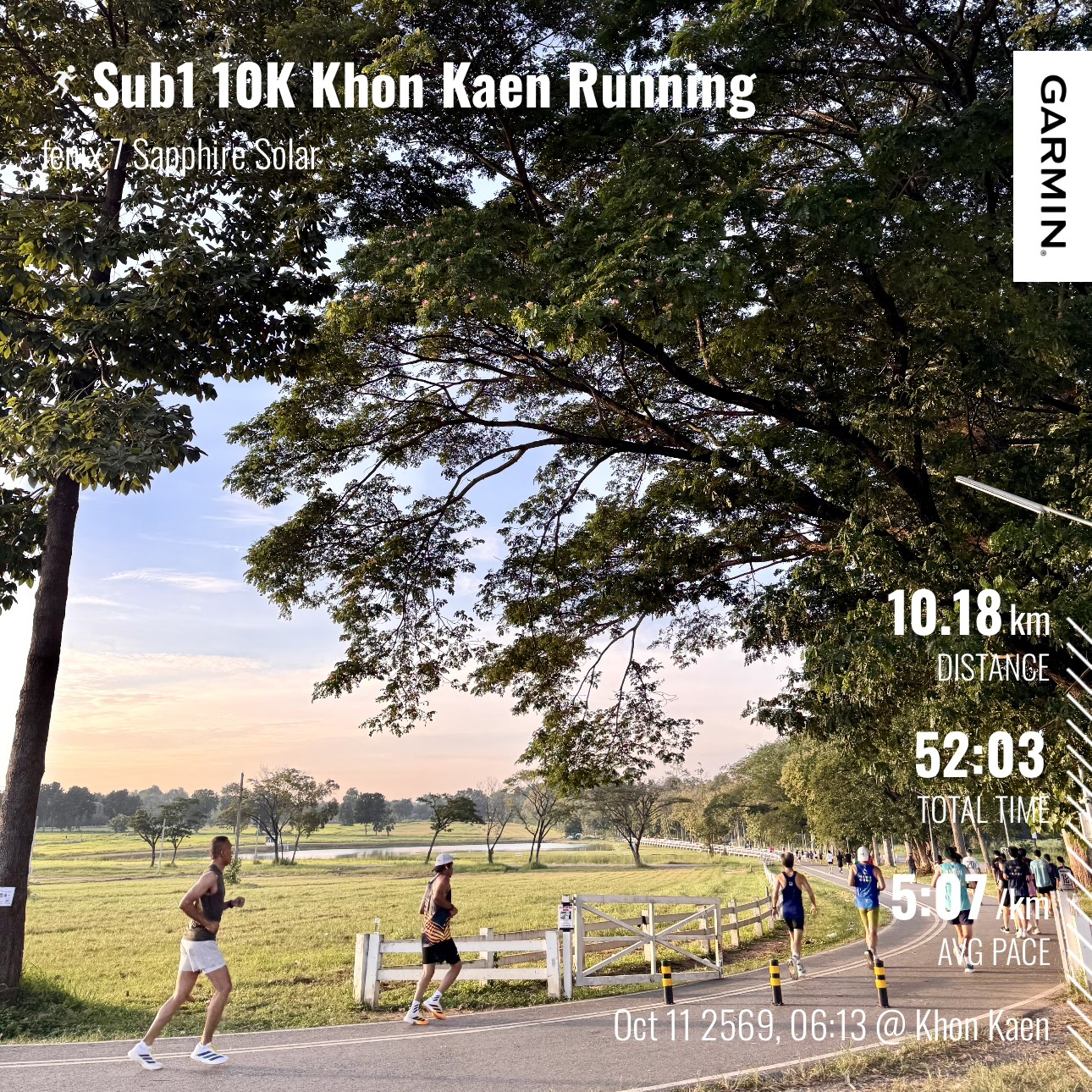 Runners along the KKU lakeside road