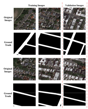 Road segmentation of remotely-sensed images using deep convolutional neural networks with landscape metrics and conditional random fields